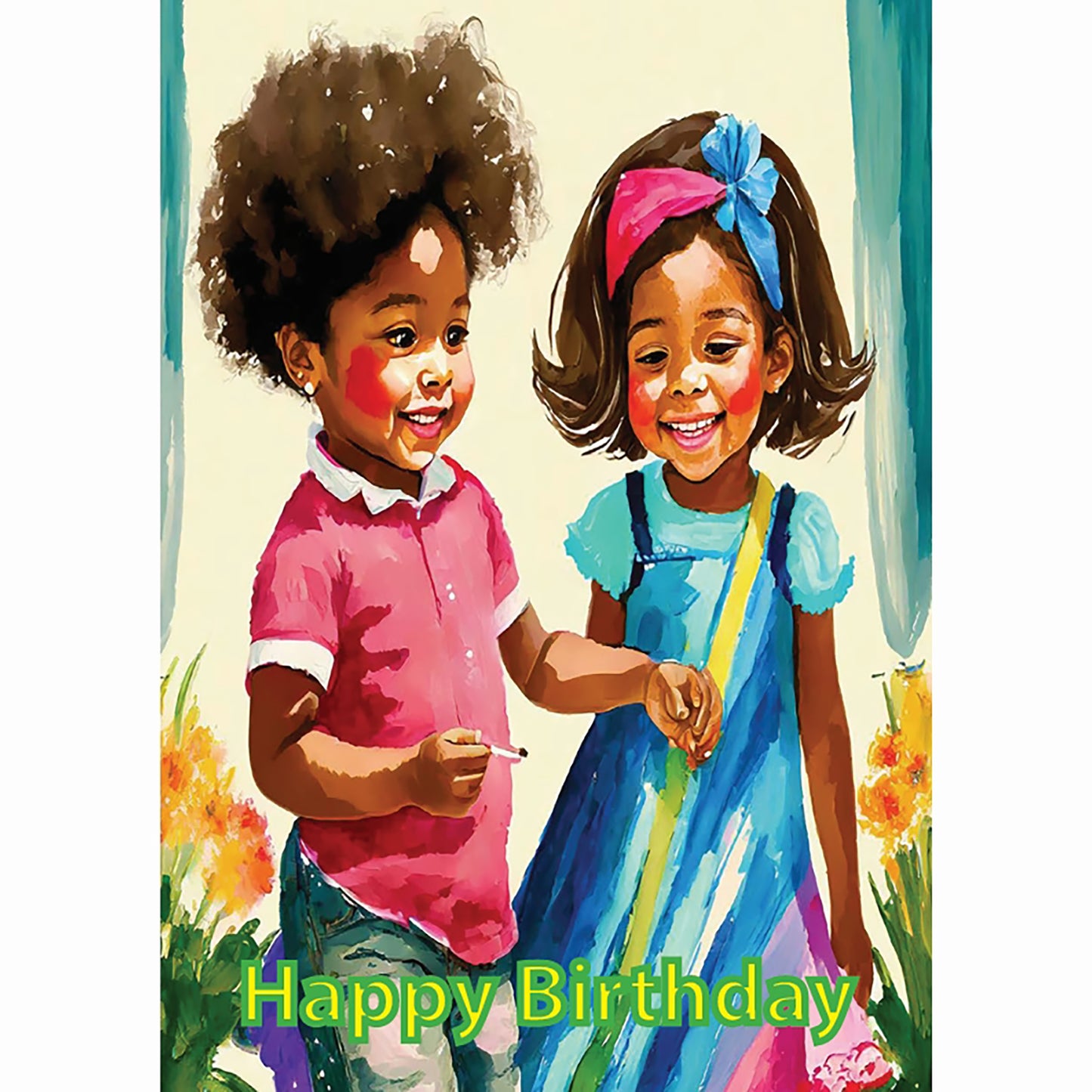 Two Young Girl Friends Playing
