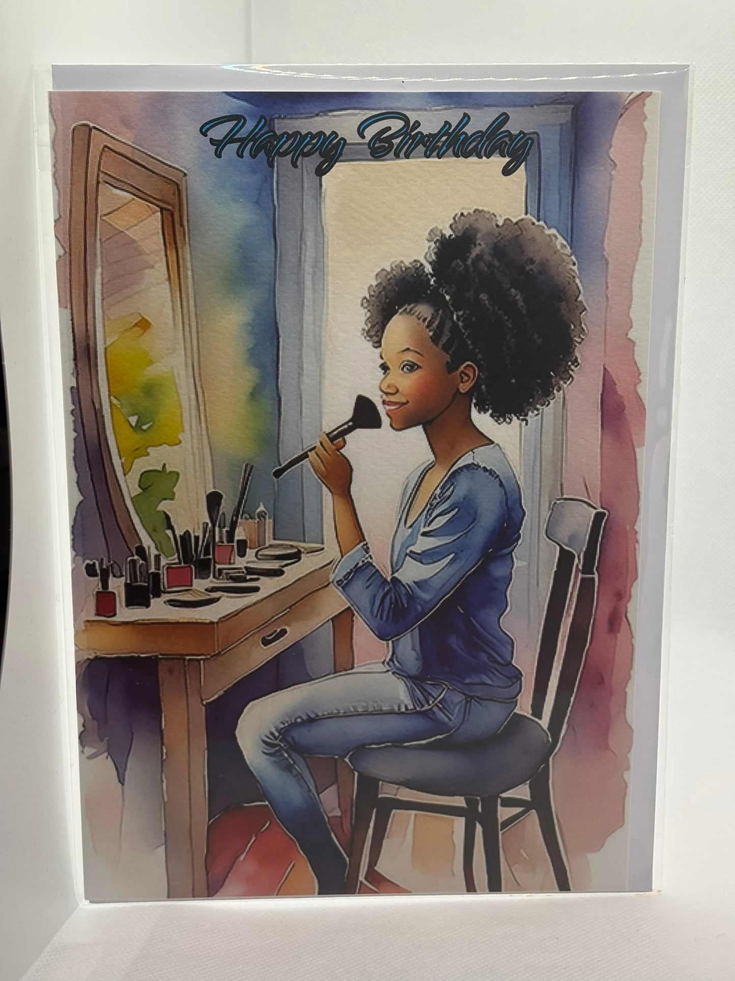 Young Girl Sat At The Mirror