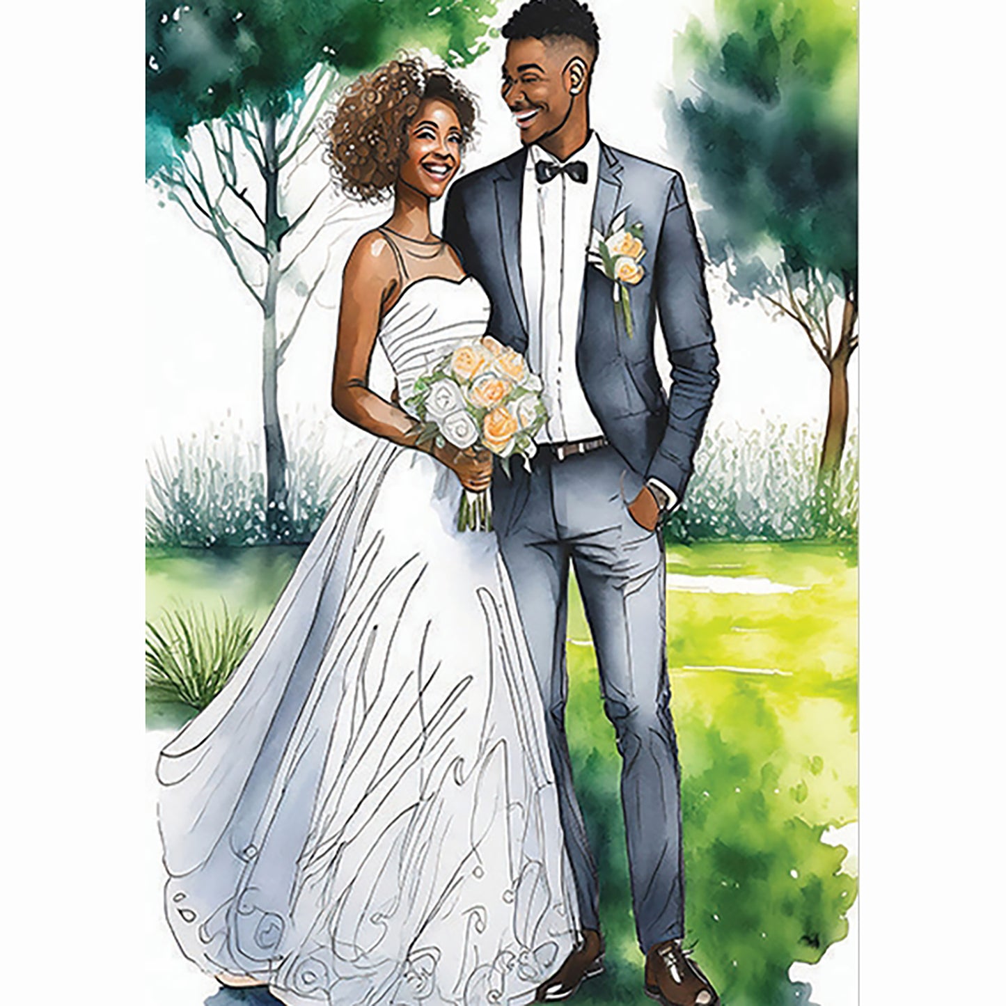 A Young Couple Outdoors On The Big Day